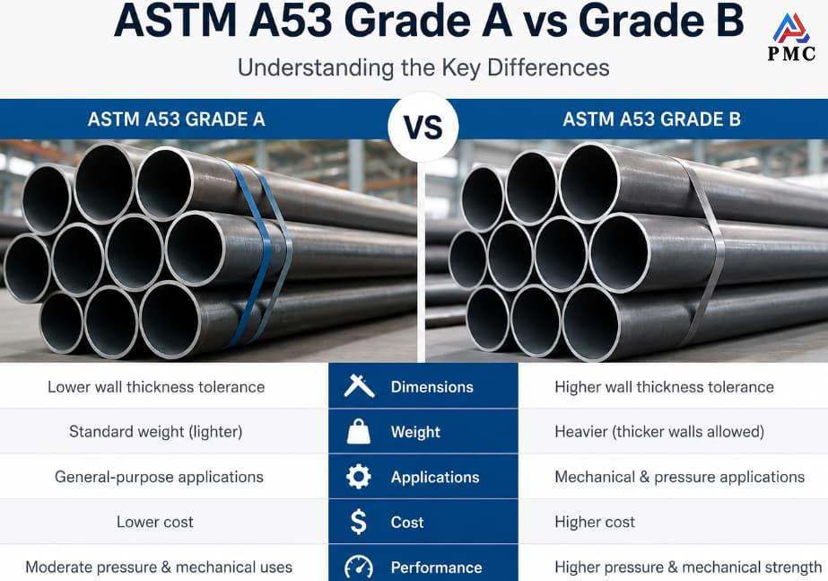ASTM A53 Grade A vs Grade B Pipes ASTM A53 Grade A vs Grade B Pipes