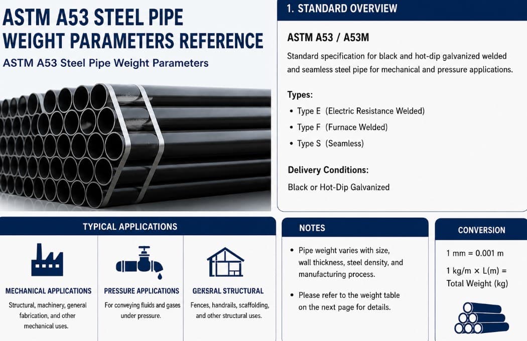 ASTM A53 pipe weight chart 