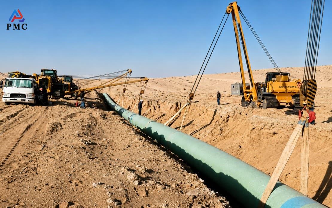 Seamless pipe in desert pipeline diagram