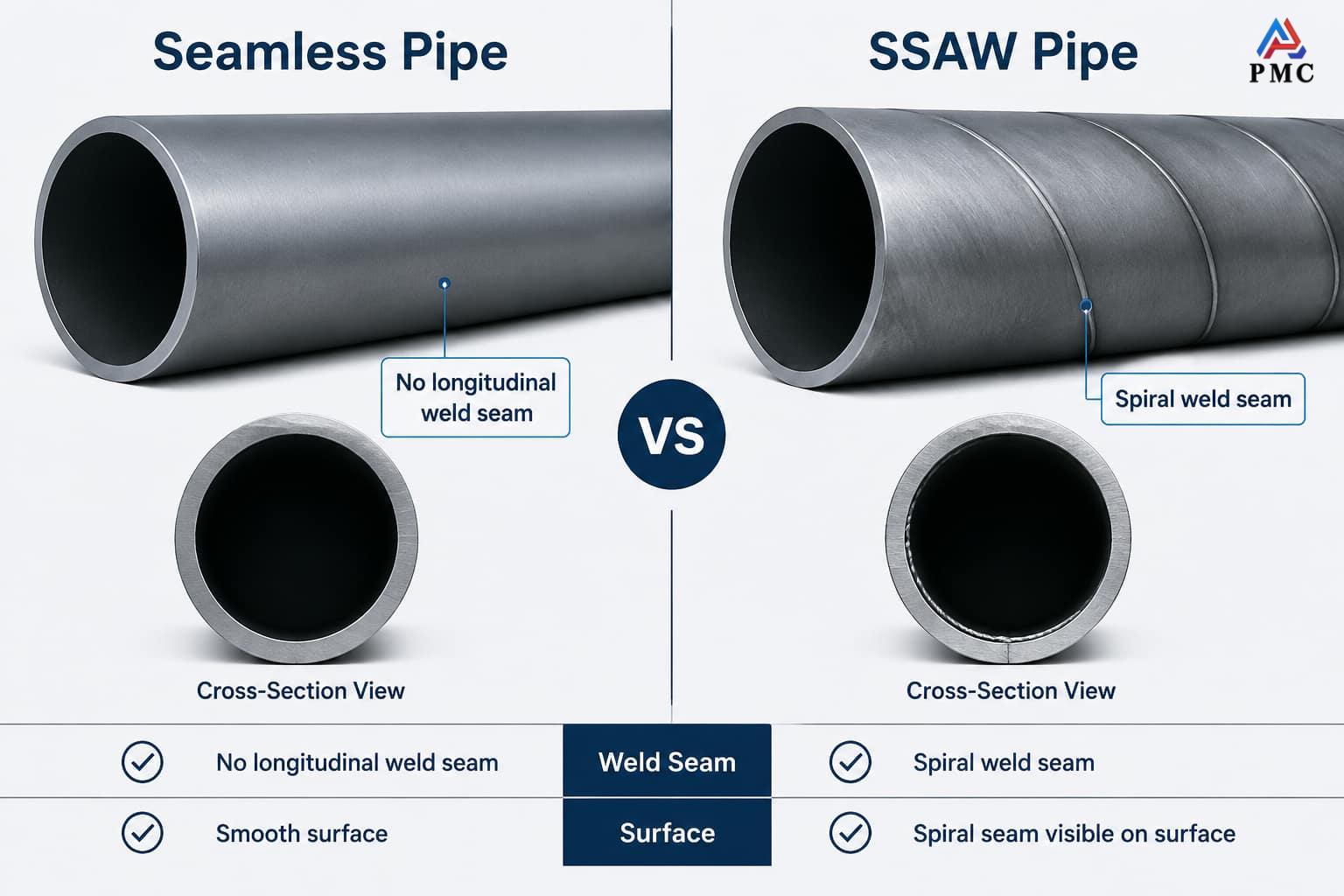 Weld Seam Differences Between Seamless and SSAW Pipe