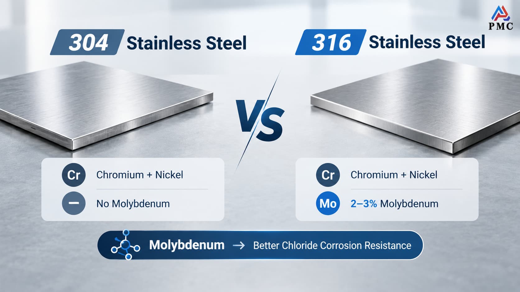 304 vs 316 stainless steel difference