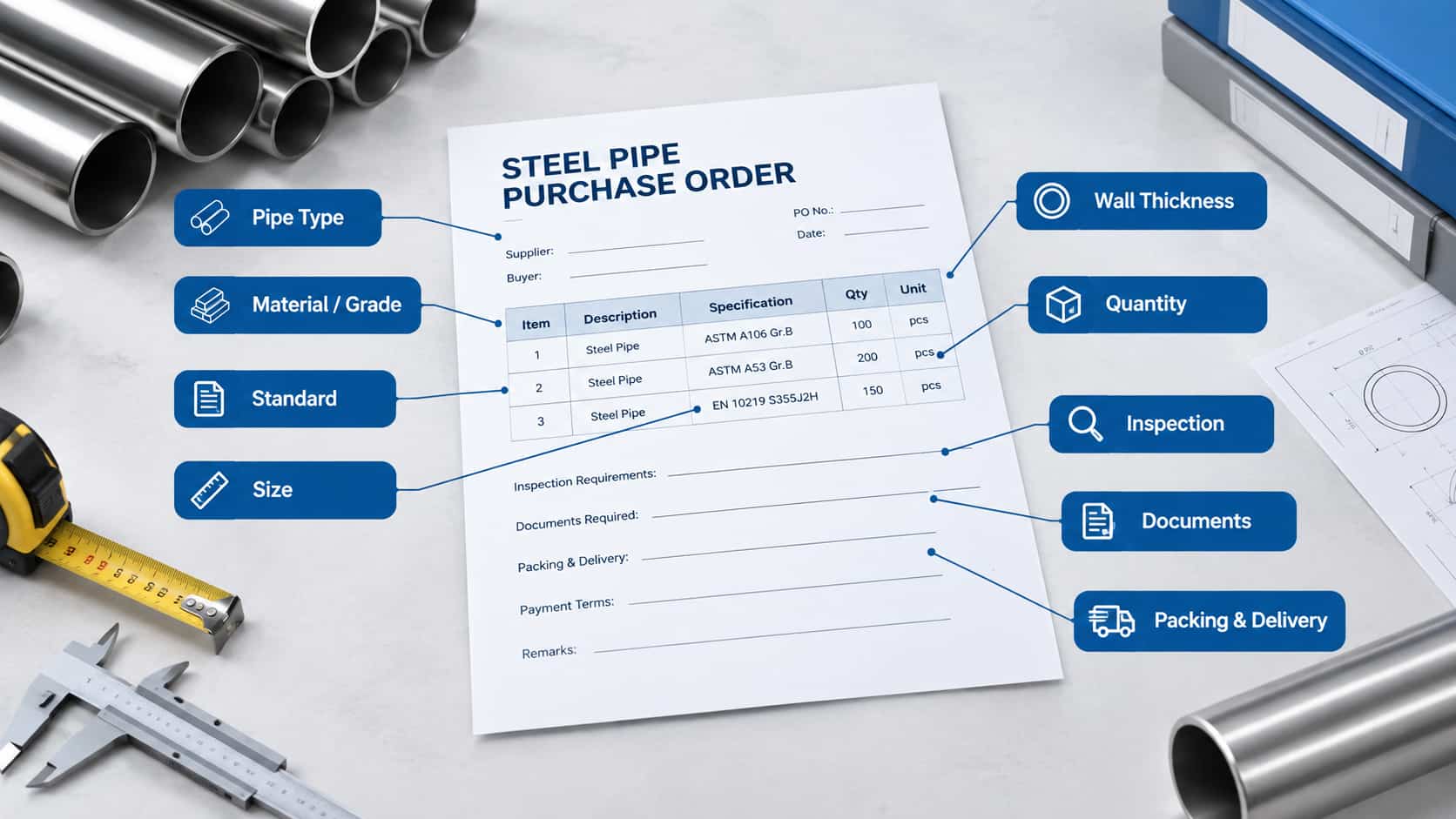 steel pipe purchase order
