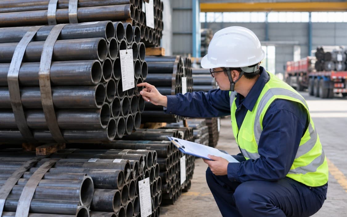 Steel pipe delivery inspection and verification of pipe markings